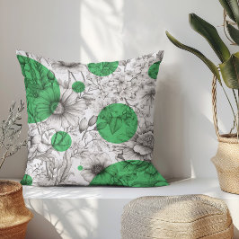 Almofada Summer Floral decorativa Kelly Green Retro Peonies
