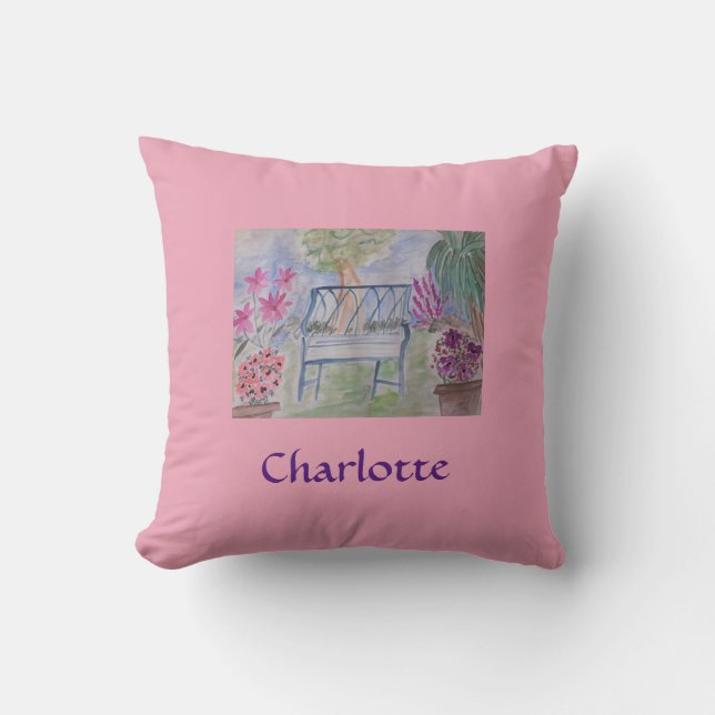 Almofada Summer Garden Bench Personalizado (Frente)