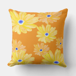 Almofada Summer Turquoise Yellow Floral Throw Pillow