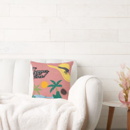 Almofada Summer Vibes Pink Throw Pillow