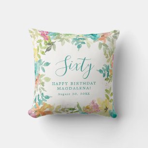 Almofada Summer Watercolor Floral Personalizado 60º Anivers