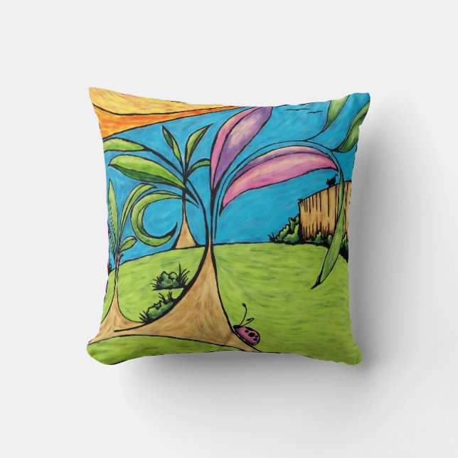Almofada Summertime Ladybird Painting Throw Pillow (Frente)