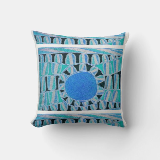 Almofada SUN SOLAR ENERGY Teal Blue Branco (Frente)