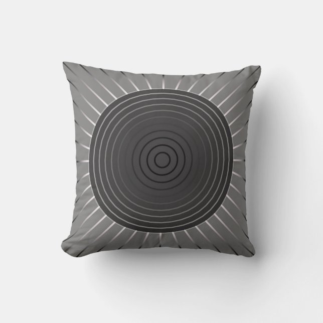 Almofada Sunburst Geométrico Moderno - Cinzas de Hematite E (Frente)