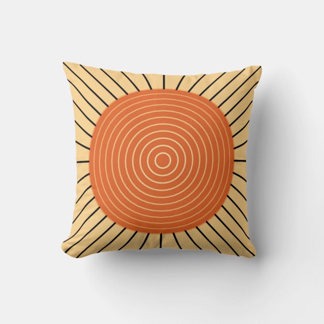 Almofada Sunburst Geométrico Moderno - Laranja Mandarina (Frente)