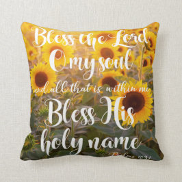 Almofada Sunflower Field Bless o Lord O my Soul Scripting
