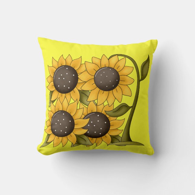 Almofada Sunflower Springtime Travesseiro decorativo Home D (Frente)