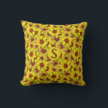 Almofada Sunflower Throw Pillow<br><div class="desc">Sunflowers are like bursts of sunshine. Shift the mood to optimism by displaying these cheerful blooms in your home decor. Make this pillow your own by adding an initial. If you would like the sunflower design only, be sure to remove the text and the graphic behind the text to reveal...</div>