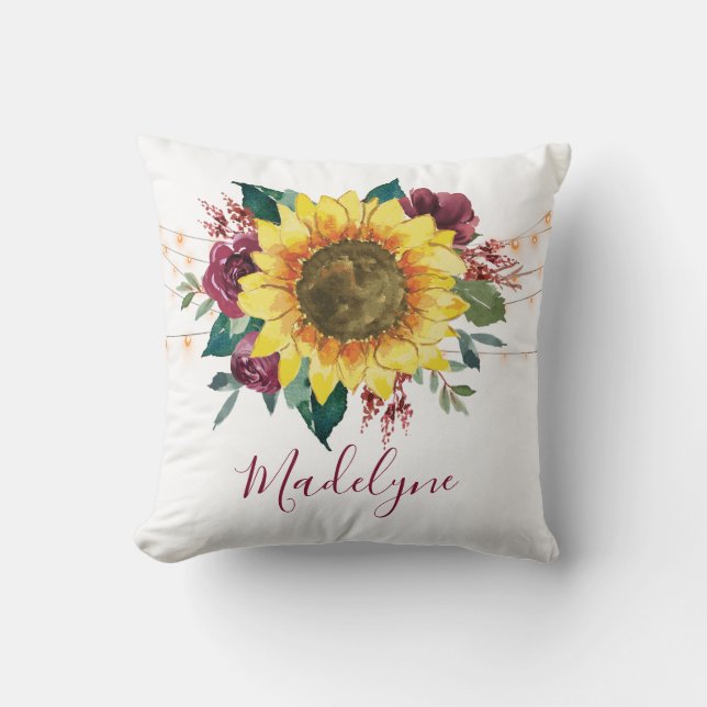 Almofada Sunflower Watercolor (Frente)