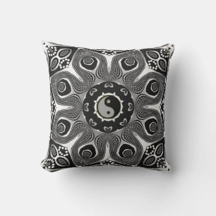 Almofada Sunflower YinYang Modern Tribal Art Cushion
