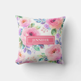 Almofada Sunrise Floral Boho Custom Name Design