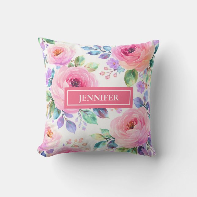 Almofada Sunrise Floral Boho Custom Name Design             (Frente)