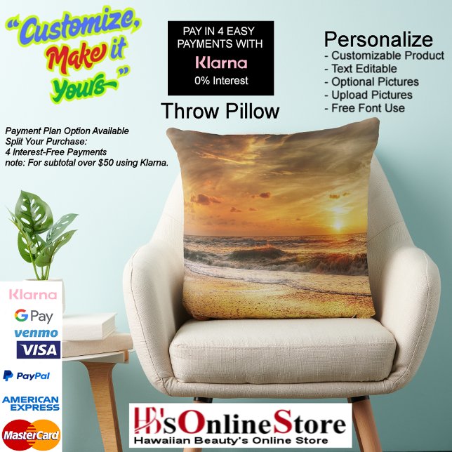 Almofada Sunset Beach Polyester Travesseiro decorativo 18 (Sunset Beach Square Polyester Large Pillow 18.)