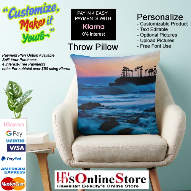 Almofada Sunset Beach Polyester Travesseiro decorativo 4 (Sunset Beach Square Polyester Throw Large Pillow 4.)