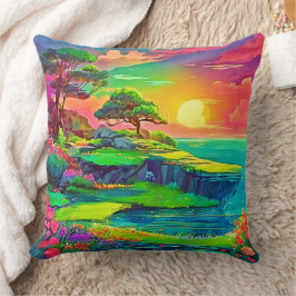 Almofada Sunset Cliff Paradise Art