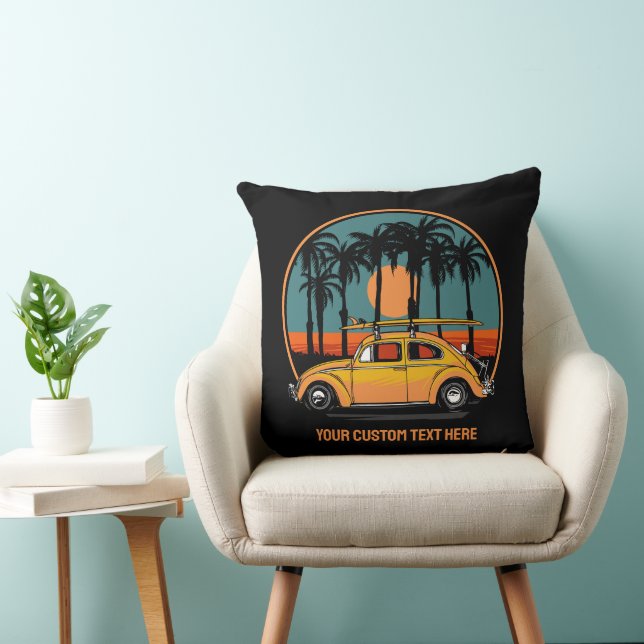 Almofada Sunset de Surfer Tropical de Texto Personalizado (Cadeira)