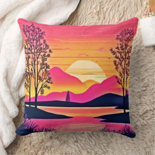 Almofada Sunset Dourado Sobre Arte Rosa