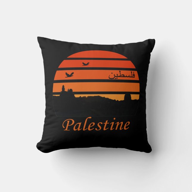 Almofada Sunset palastino livre na Palestina (Frente)