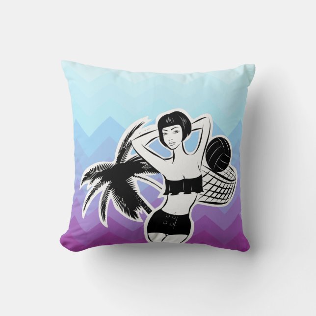 Almofada Sunset Resort Chevron Impressão (Frente)