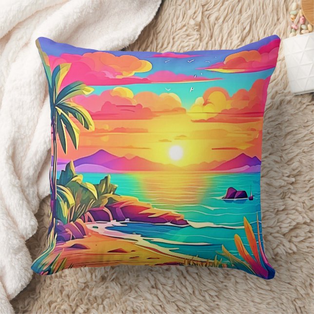 Almofada Sunset tropical: Céu vívido (Cobertor)