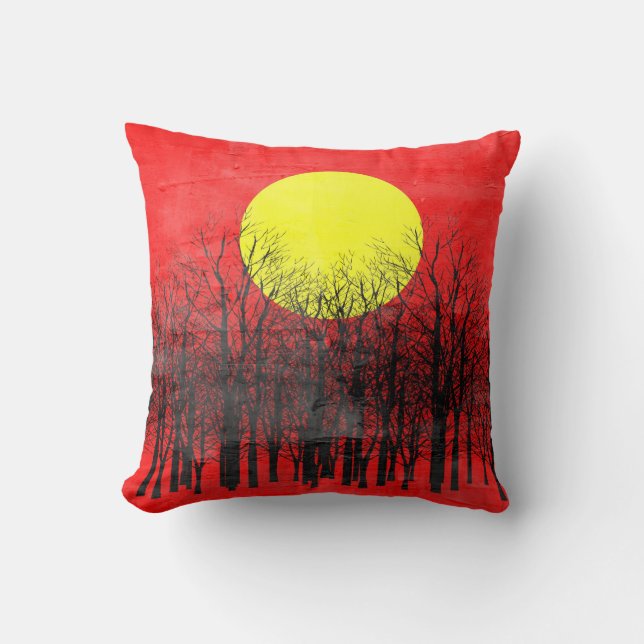 Almofada Sunset Vermelho | Pintura Abstrato (Frente)
