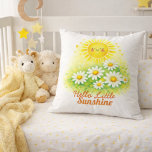 Almofada Sunshine Daisy Watercolor Baby Shower Art<br><div class="desc">A sweet watercolor illustration featuring a smiling sunshine above a bed of fresh white daisies and soft greenery. Designed with gentle yellow and green tones, this cheerful artwork captures the warmth of sunshine baby shower themes and nursery decor. Perfect for sunshine-themed celebrations, spring baby showers, and joyful nursery spaces inspired...</div>