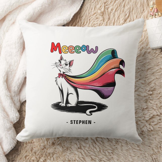 Almofada Super Cat Meeow - Rainbow Cape Pride Cat (Cobertor)