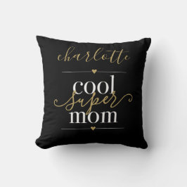 Almofada Super Mãe Legal Personalizada Preta e Dourada