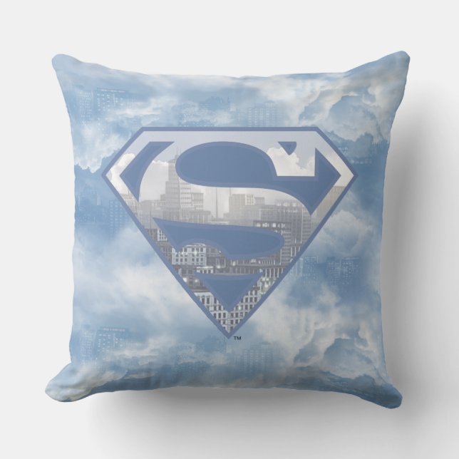 Almofada Superman S-Shield | Logotipo azul claro (Frente)