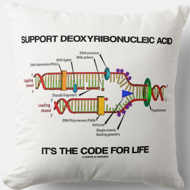 Almofada Suportar o ácido desoxirribonucleico É o código de (Funny molecular biology throw pillow for anyone who has DNA)