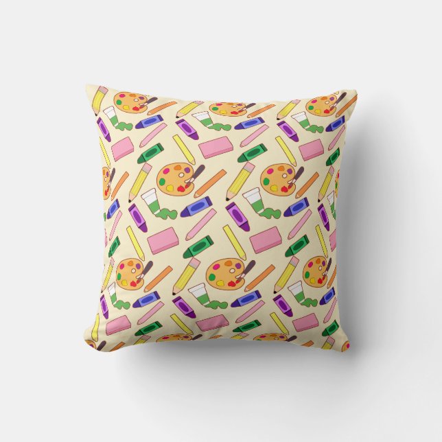 Almofada Suprimentos Coloridos De Arte (Frente)