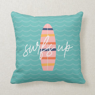 Almofada Surf Surf Pink surfboard e ondas