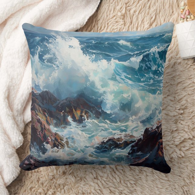 Almofada Surfe a Onda – Decoração Costeira Vibes Oceânicas  (Cobertor)