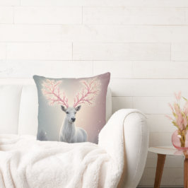 Almofada Surreal Pink Antler Reindeer Pillow