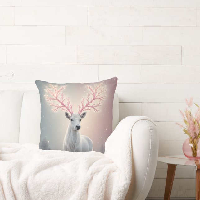 Almofada Surreal Pink Antler Reindeer Pillow (Sofá)