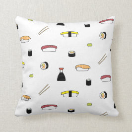 Almofada Sushi Themed Pattern | Sushi-Set Branco Ilustrado