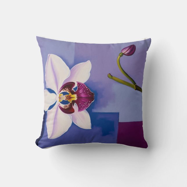 Almofada Sussurreiros Orquinos: Tons Brancos e Violetos em  (Frente)