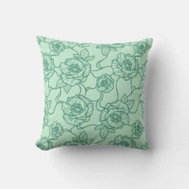 Almofada Sussurros de Rosa, Padrão Floral Elegante de Arte 
