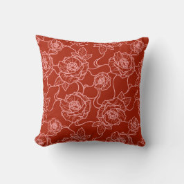 Almofada Sussurros de Rosa, Padrão Floral Elegante de Arte 