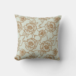Almofada Sussurros de Rosa, Padrão Floral Elegante de Arte 