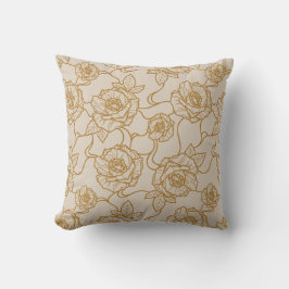 Almofada Sussurros de Rosa, Padrão Floral Elegante de Arte 