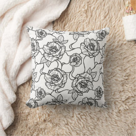 Almofada Sussurros de Rosa, Padrão Floral Elegante de Arte 