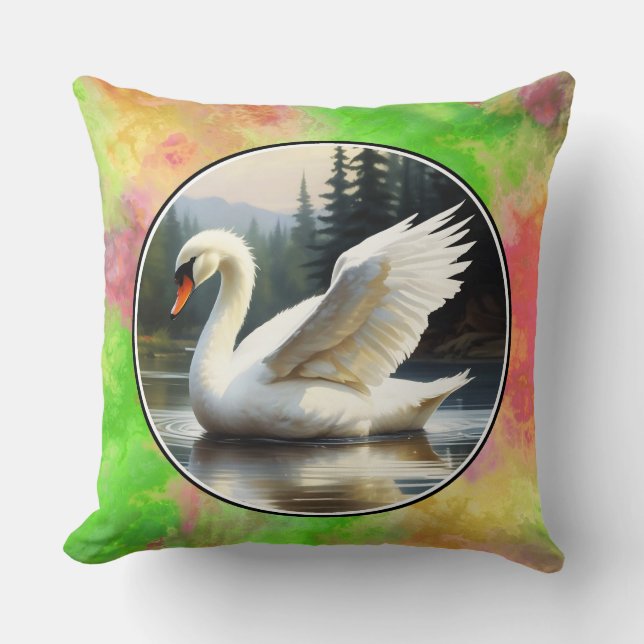 Almofada Swan com cotovelos de Asas Estendidas através de P (Frente)