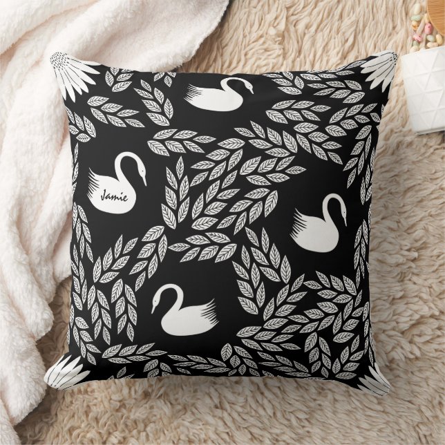 Almofada Swan preto e branco qualquer cor (Cobertor)
