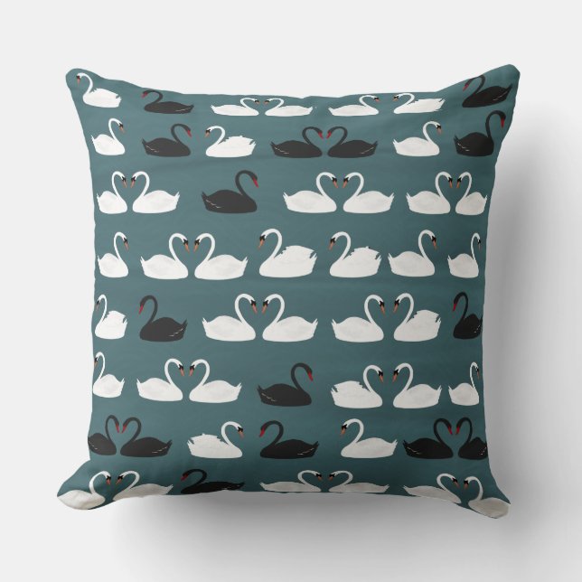 Almofada Swans preto e branco (Frente)