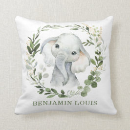 Almofada Sweet Baby Elephant Greenery Dourado Deixa Enferme