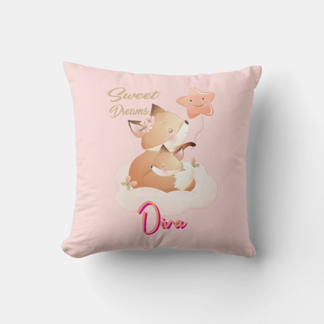 Almofada Sweet Dreams Baby Fox Personalized Throw Pillow (Frente)