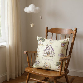 Almofada Sweet Lavender Duckling Cottage Watercolor Pillow