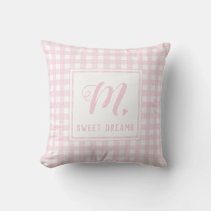 Almofada Sweets Baby Pink Medium Gingham Monograma