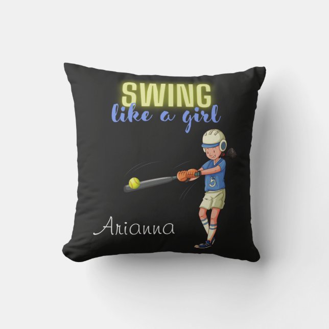 Almofada Swing Como Uma Garota Softball (Frente)